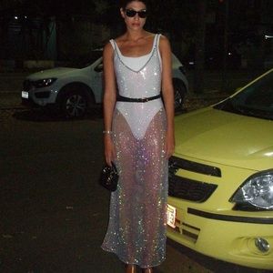 GANNI Embellished Mesh Dress